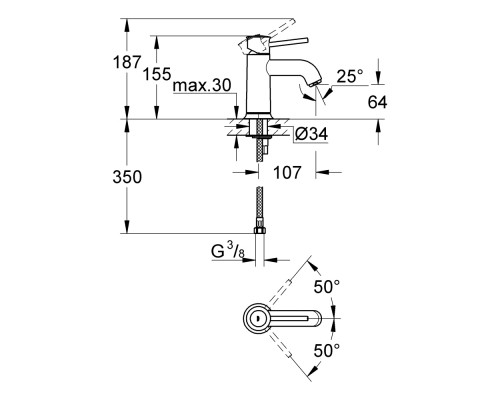 Смеситель для раковины Grohe BauClassic 23162000