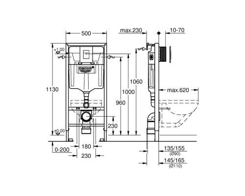Инсталляция для унитаза Grohe Rapid SL комплект 3 в 1 38772001