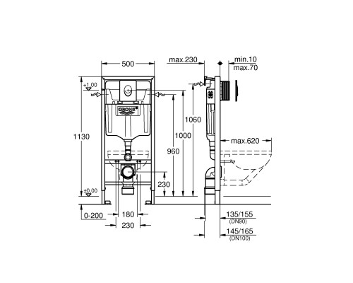 Инсталляция для унитаза Grohe Rapid SL комплект 3 в 1 38721001