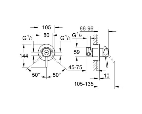 Смеситель скрытого монтажа для душа Grohe BauClassic 29048000