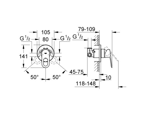 Смеситель скрытого монтажа для душа Grohe BauLoop 29042000