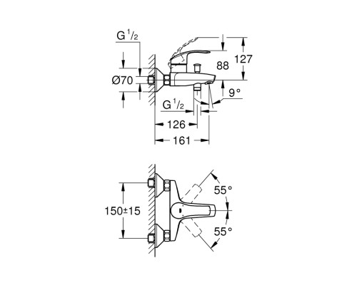 Смеситель для ванны Grohe Eurosmart 33300002