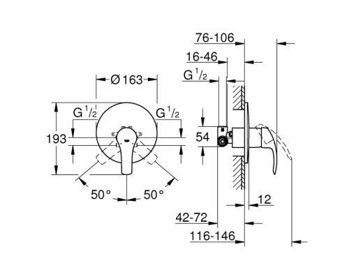Смеситель скрытого монтажа для душа Grohe Eurosmart 33556002