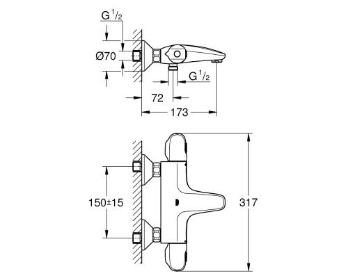 Смеситель термостатический для ванны Grohe Grohtherm 1000 34155003