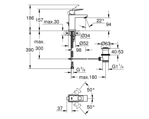Смеситель для раковины Grohe Eurocube 23127000