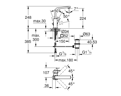 Смеситель для раковины Grohe Eurocube 23135000
