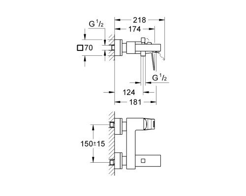 Смеситель для ванны Grohe Eurocube 23140000