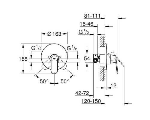 Смеситель скрытого монтажа для душа Grohe Eurosmart Cosmopolitan 32880000