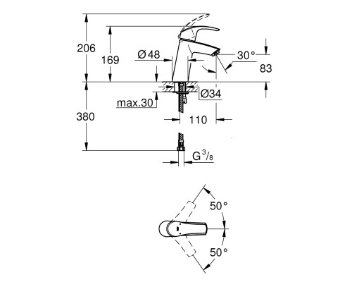 Смеситель для раковины Grohe Eurosmart 23324001