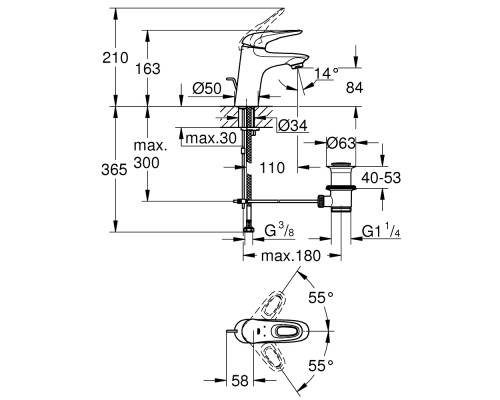 Смеситель для раковины Grohe Eurostyle 33558003
