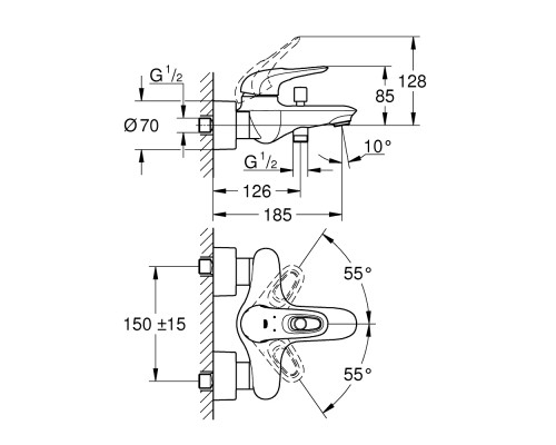 Смеситель для ванны Grohe Eurostyle 33591003