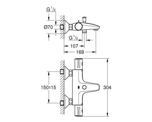 Смеситель термостатический для ванны Grohe Grohtherm 800 34567000