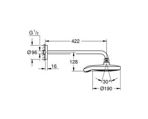 Лейка для верхнего душа с держателем Grohe Power&Soul Cosmopolitan 190 26172000