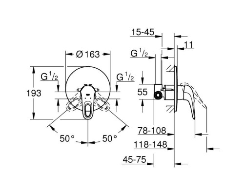 Смеситель скрытого монтажа для душа Grohe Eurostyle 33635003