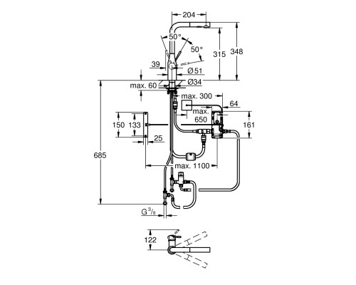Смеситель для кухни сенсорный Grohe Essence Foot Control 30311000