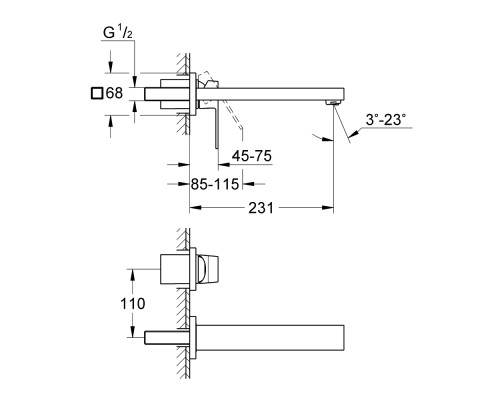 Внешняя часть смесителя для раковины Grohe Eurocube 23447000