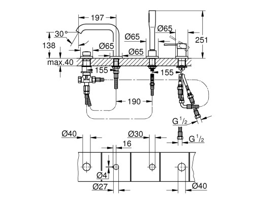 Смеситель для ванны Grohe Essence 19578001