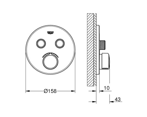 Внешняя часть смесителя для душа Grohe SmartControl 29145000 на два потребителя