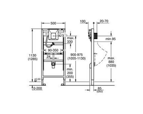 Инсталляция для писсуара Grohe Rapid SL 38786001