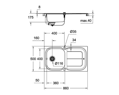 Кухонная мойка Grohe Sink K200 31552SD0