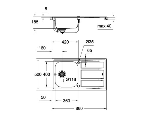 Кухонная мойка Grohe Sink K400 31566SD0