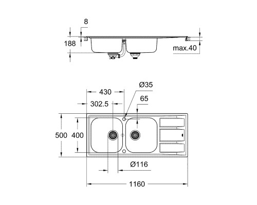 Кухонная мойка Grohe Sink K400 31587SD0