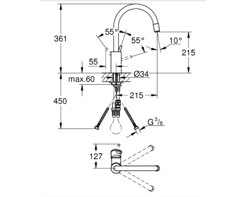 Набор Grohe мойка кухонная K400 31570SD0 + смеситель Concetto 32663001