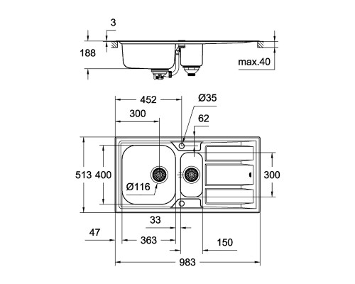 Кухонная мойка Grohe Sink K400+ 31569SD0