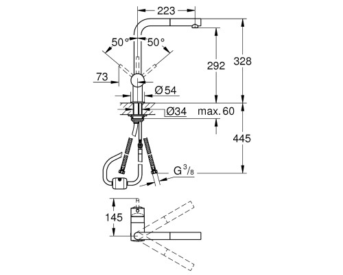 Набор Grohe мойка кухонная K500 31573SD0 + смеситель Minta 32168000