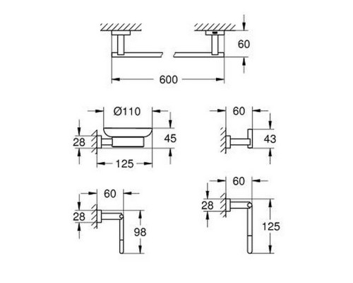 Набор аксессуаров Grohe Essentials Cube 40758001