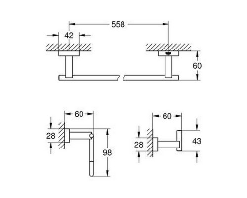 Набор аксессуаров Grohe Essentials Cube 40777001 Guest