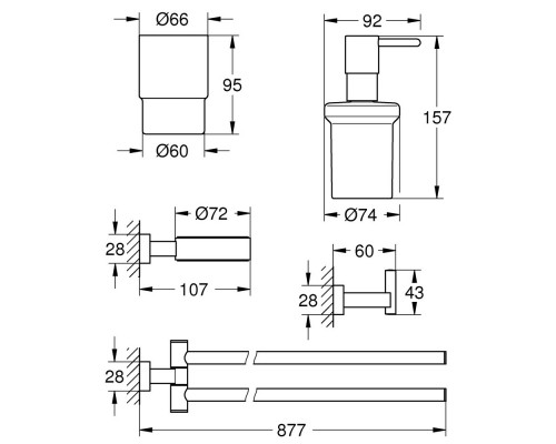 Набор аксессуаров Grohe Essentials Cube 40847001