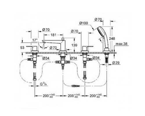 Смеситель для ванны Grohe BauLoop 2511900A
