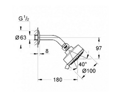 Лейка для верхнего душа с держателем Grohe New Tempesta Cosmopolitan 100 26090001