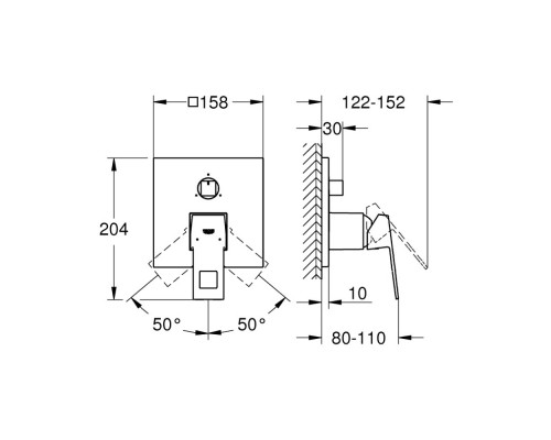 Внешняя часть смесителя для душа Grohe Eurocube 24094000 на три потребителя