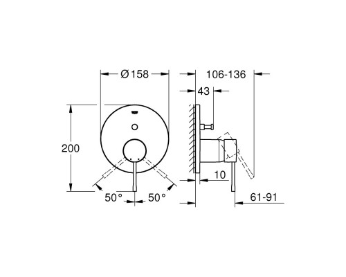 Внешняя часть смесителя для душа Grohe Essence 24058001 на два потребителя