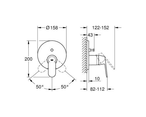 Внешняя часть смесителя для душа Grohe Eurosmart Cosmopolitan 24045000 на два потребителя