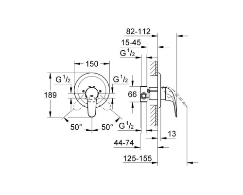 Смеситель скрытого монтажа для душа Grohe Euroeco 32742000