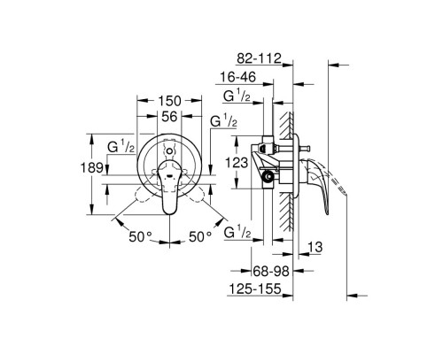 Смеситель скрытого монтажа для ванны Grohe Euroeco 32747000