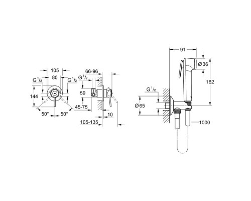 Набор для гигиенического душа со смесителем Grohe BauClassic 2904800S