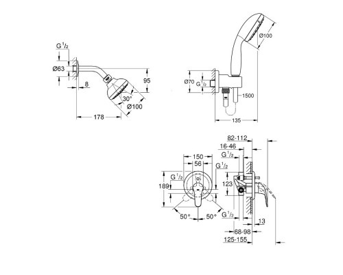 Душевая система Grohe Euroeco 26000005