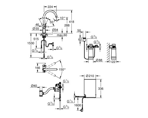 Смеситель для кухни с бойлером Grohe Red Duo 30083001 M-size