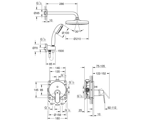 Душевая система Grohe Eurosmart Cosmopolitan 25219001