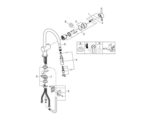 Смеситель для кухни с выдвижным изливом Grohe Minta 32321002