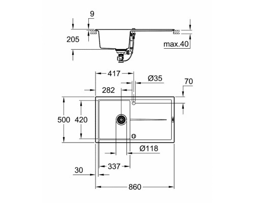 Кухонная мойка Grohe Sink K400 31640AT0