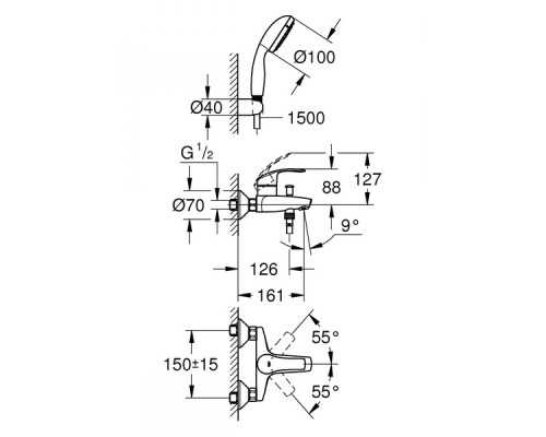 Смеситель для ванны Grohe Eurosmart 3330220A