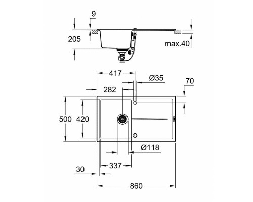 Кухонная мойка Grohe Sink K400 31640AP0