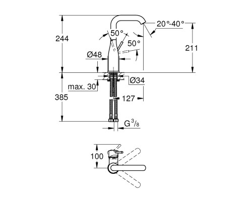 Смеситель для раковины Grohe Essence L-Size 23541001