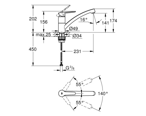 Смеситель для кухни Grohe BauEco 31680000