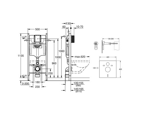 Инсталляция для унитаза Grohe Rapid SL комплект 3 в 1 3884000G